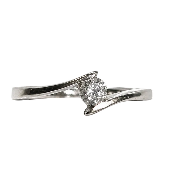 Bague Solitaire en Or Gris 18K avec Diamant