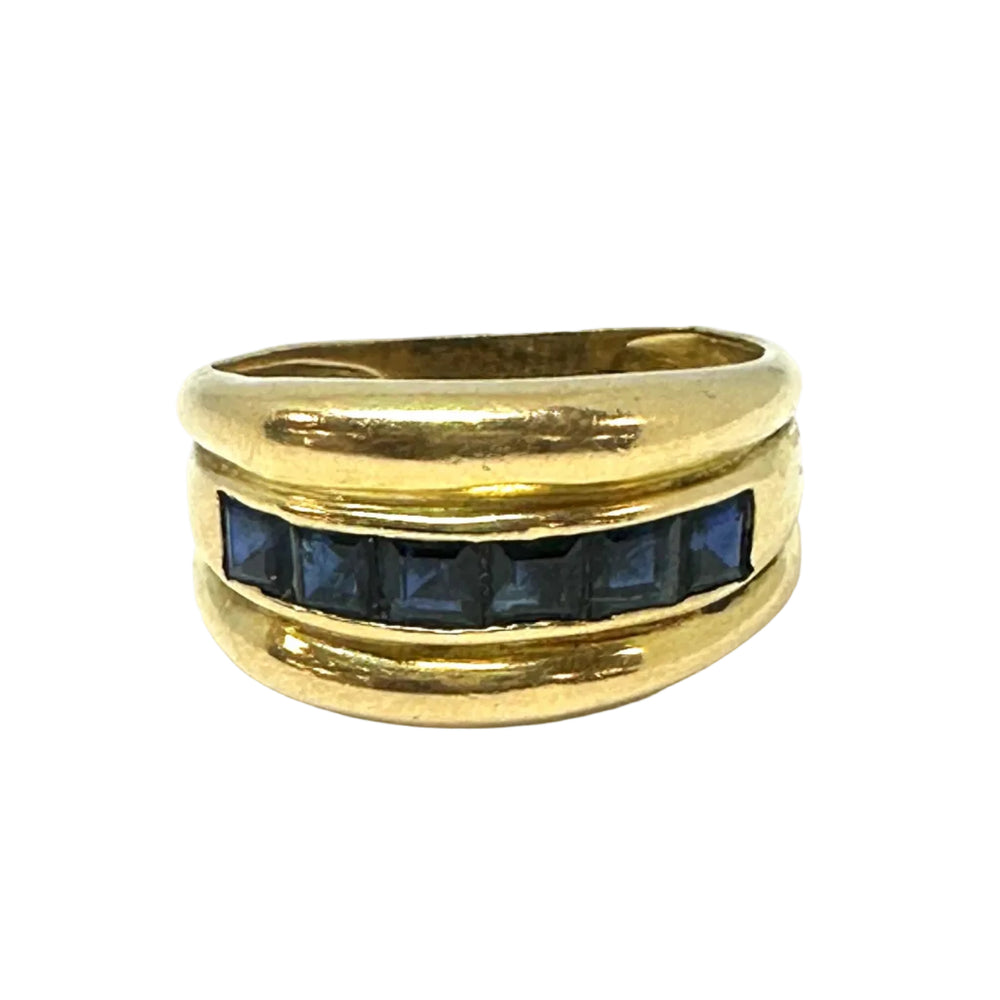 Bague en Or Jaune avec saphirs 18K