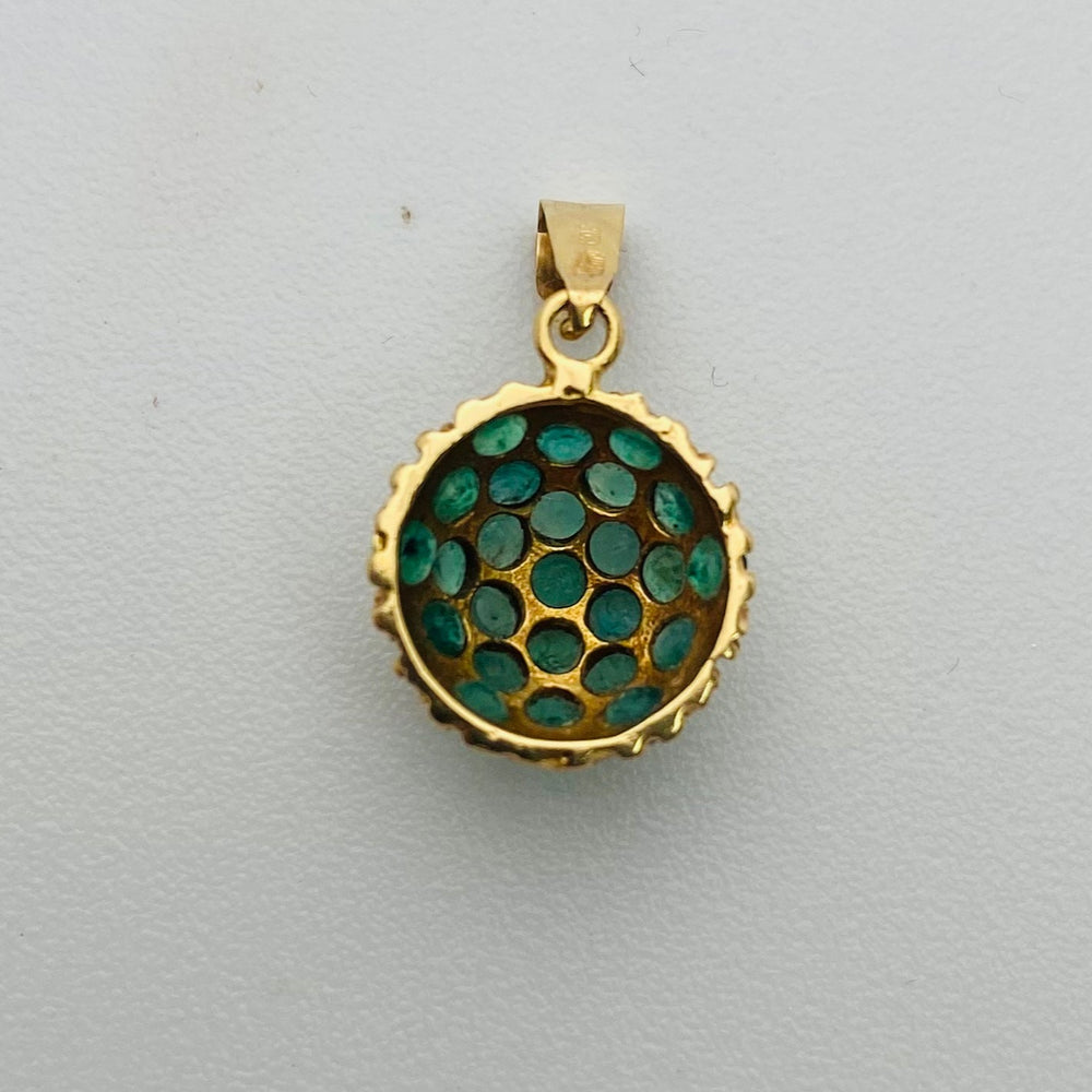 Pendentif Médaillon en Or Jaune avec Émeraude 18K - 1.69 Grs
