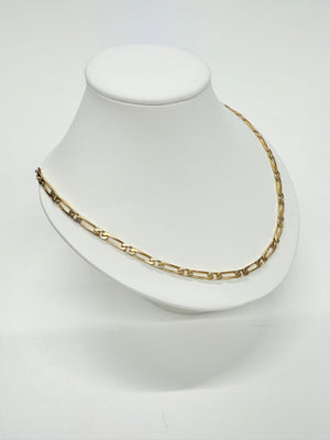 Collier Chaîne Figaro Or jaune et blanc 18k