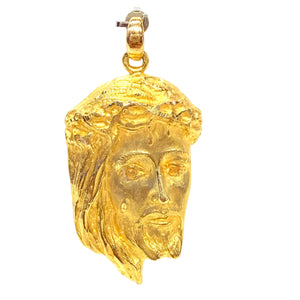 Pendentif visage de Jésus en or jaune 18 carats – 6 x 3 cm