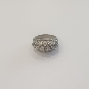Bague Ancienne en Or Gris avec Diamants 18 K - T 57