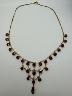 Collier Ras du Cou Or Jaune 18K et Grenats