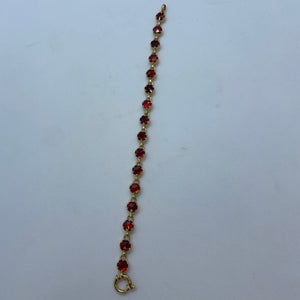 Bracelet en or 18 carats avec grenats incrustés - 18.5 Cm