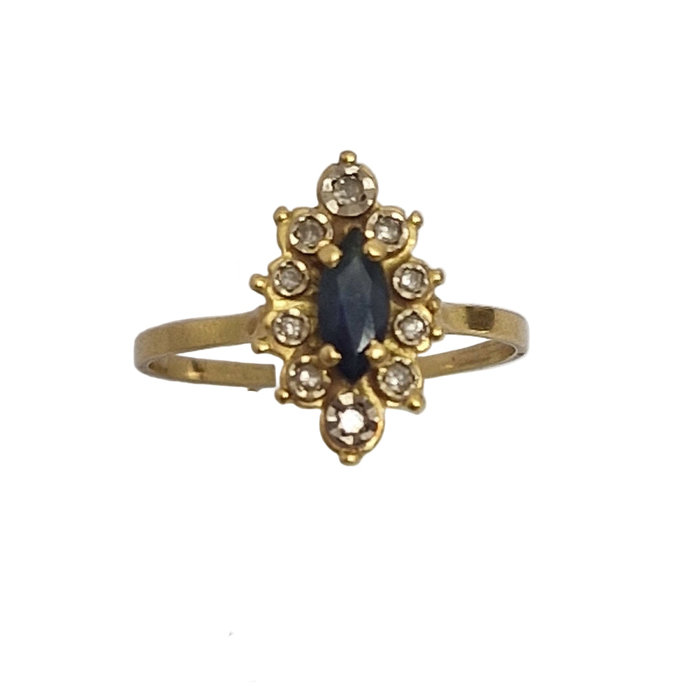 Bague Marquise en Or Jaune 18K - Taille 56
