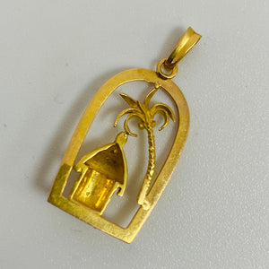 Pendentif en or jaune 18K - Motif palmier