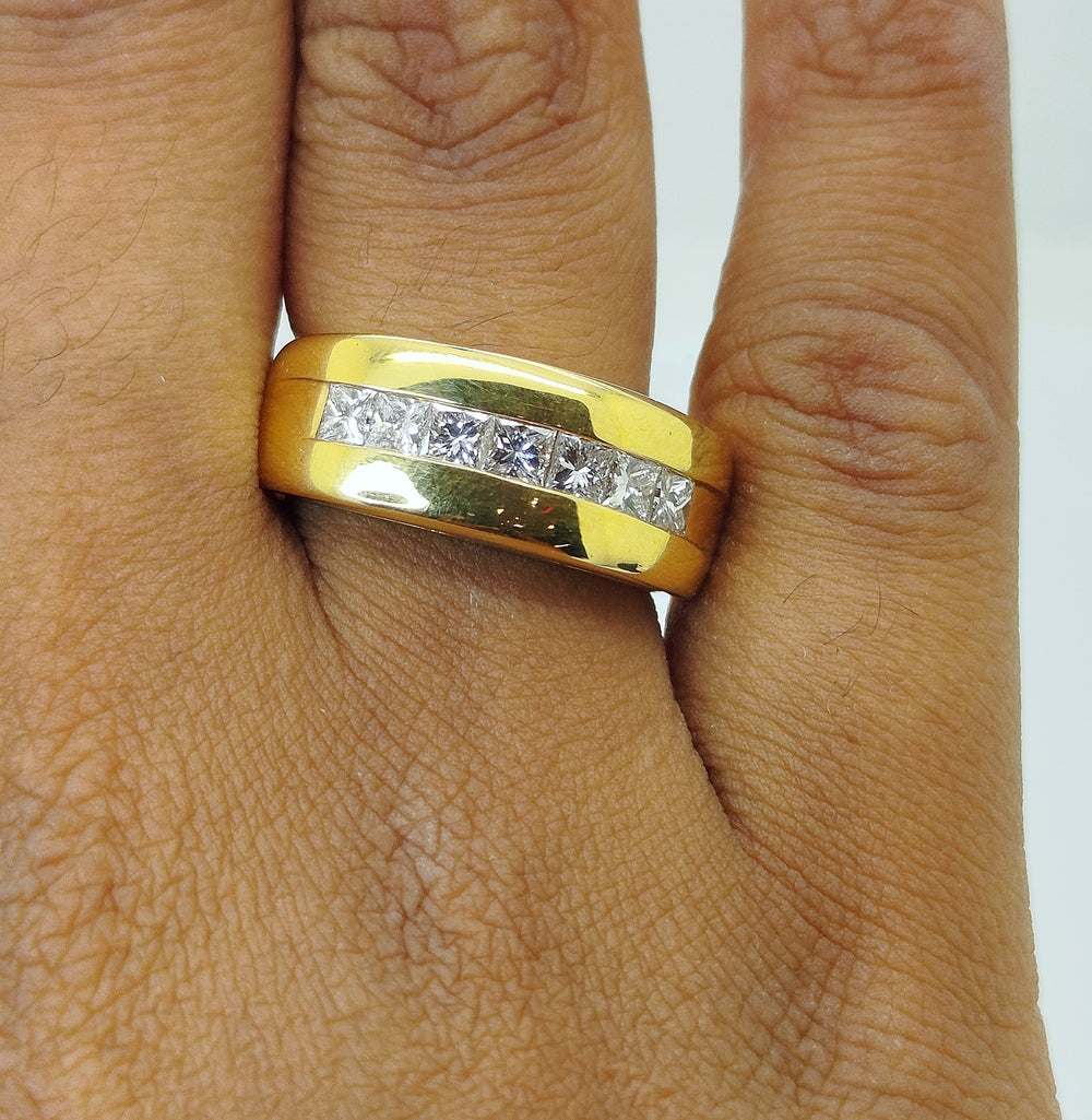 Bague en Or Jaune 18K avec Diamants - Taille 55