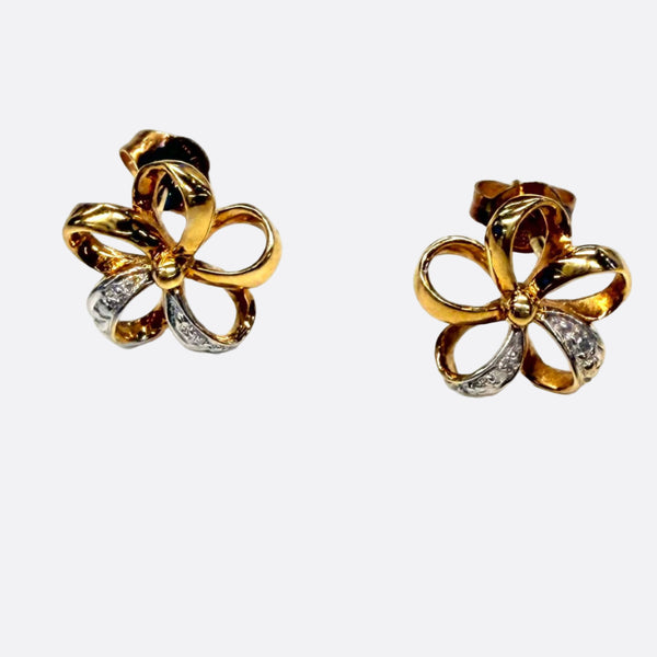 Boucles d'oreilles fleurs en Or jaune 18K - 1.49g
