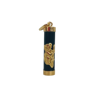 Pendentif Symbole Singe Or Jaune 18K avec Onyx