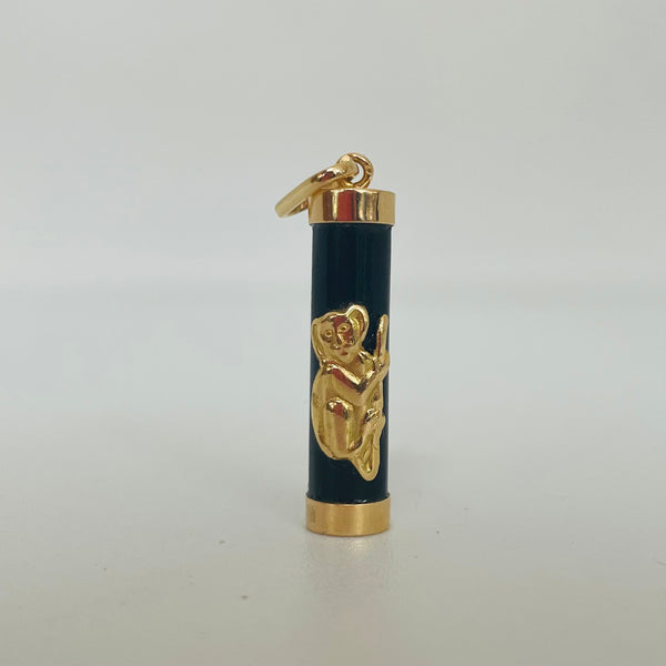 Pendentif Symbole Singe Or Jaune 18K avec Onyx