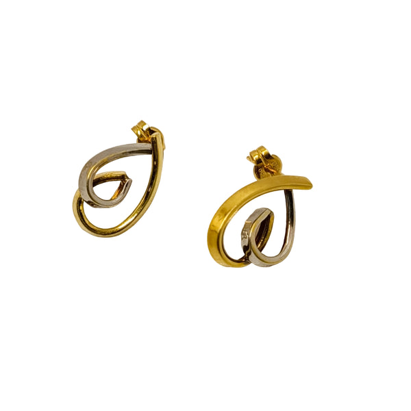 Boucles d'oreilles Or Jaune et Or Gris 18K