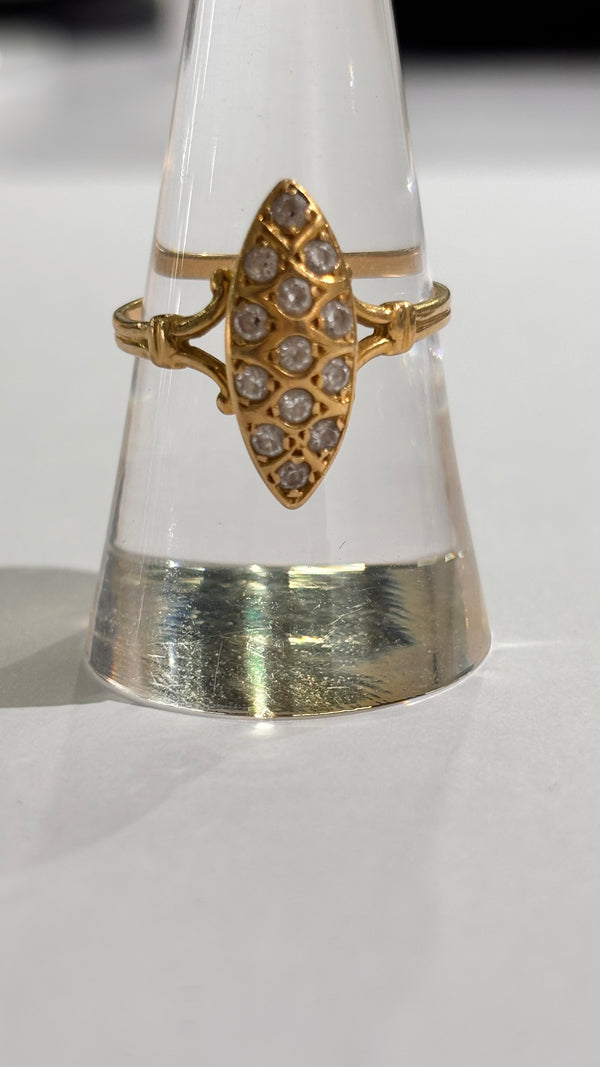 Bague Marquise Or Jaune 18 Carats 13 Oxyde Zirconium