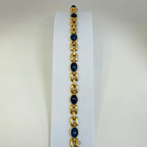 Bracelet Maillon en Or Jaune 18 K avec 6 Saphirs Étoiles - 26.24 Grs