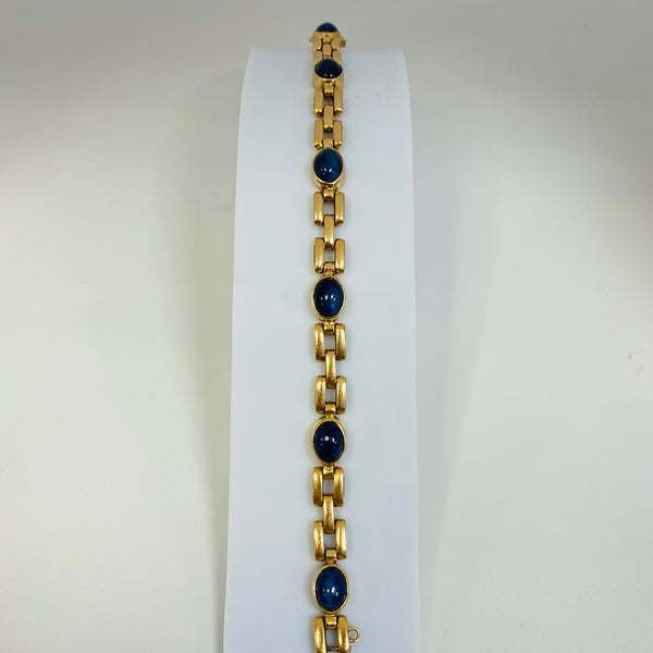 Bracelet Maillon en Or Jaune 18 K avec 6 Saphirs Étoiles - 26.24 Grs