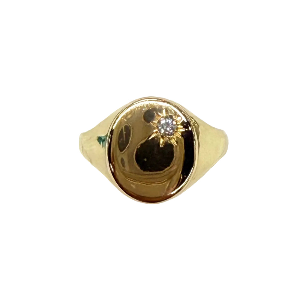 Bague en Or Jaune 18K avec Diamant 18 - Taille 57