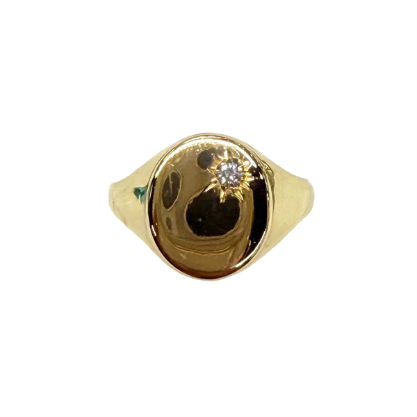 Bague en Or Jaune 18K avec Diamant 18 - Taille 57