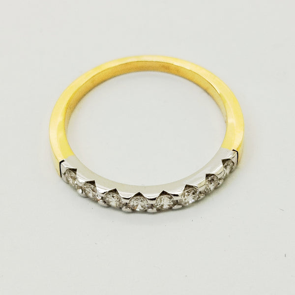 Bague Demi Tour en Or jaune et blanc 18K - Taille 54 - 2.8g