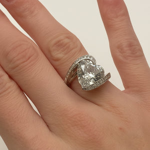 Bague Or Blanc 18K avec 25 diamants et quartz - T55 - 7.94gr