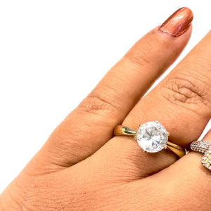 Bague Solitaire en Or Jaune 18k Taille-54