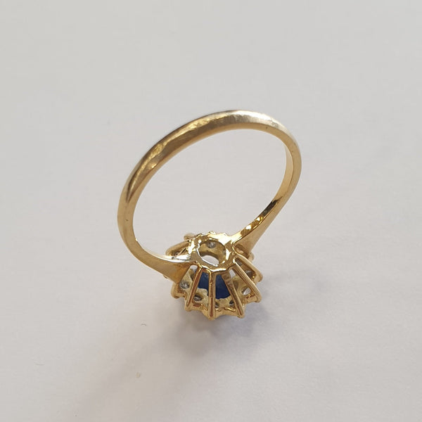 Bagues Marguerite Or Jaune 18 Carats Diamants et Saphir - T51
