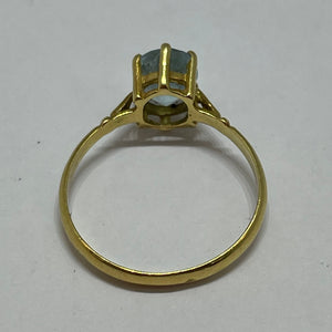 Bague Solitaire en Or Jaune Aigue Marine 18K T.52