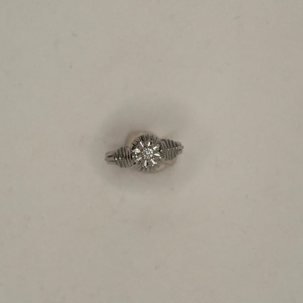 Bague Solitaire Or Blanc Diamant 0,05ct 18K - Taille 53