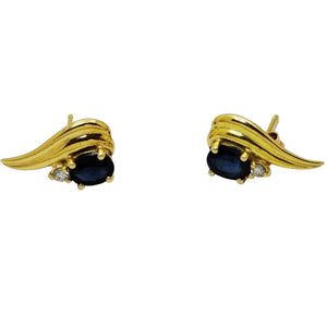 Boucles d'oreilles en Or jaune 18K - saphir et diamants -  1.62G