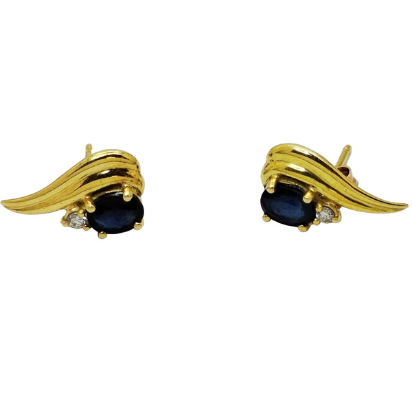 Boucles d'oreilles en Or jaune 18K - saphir et diamants -  1.62G