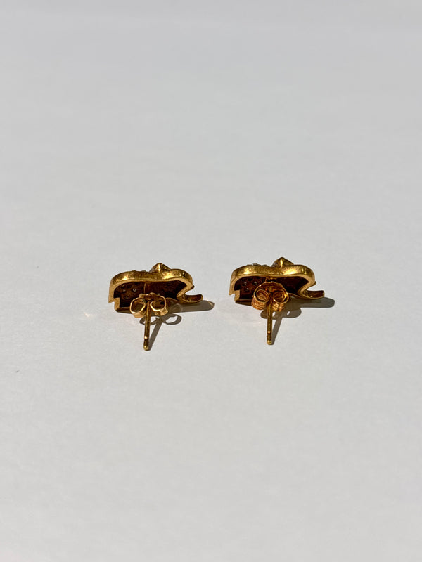 Boucles d'oreilles puces éléphant diamants 18K