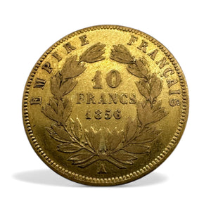 Pièce 10 Francs Rare en Or jaune 20K Napoléon III 1856 - 3.16g
