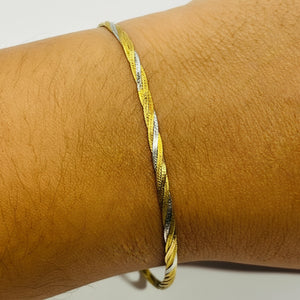 Bracelet trois or 18 carats en maillon tressé