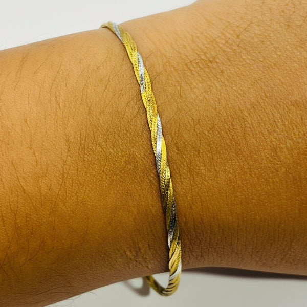 Bracelet trois or 18 carats en maillon tressé
