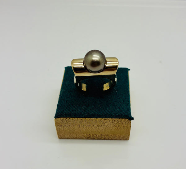 Bague perle Tahiti en or blanc 18K Taille-52