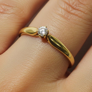 Solitaire en Or Jaune Diamants 18k - 2.46 Grs - Taille 60