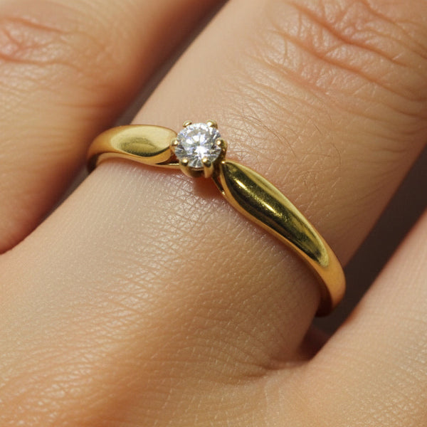 Solitaire en Or Jaune Diamants 18k - 2.46 Grs - Taille 60