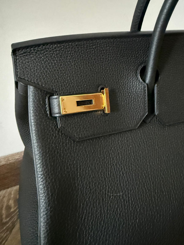 Sac à main Hermès Birkin 40 en cuir noir