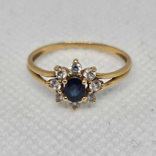 Bague en Or Jaune Saphir Zirconium 18 Carats Taille -49