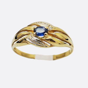 Bague en Or jaune 18K avec saphir- Taille 60 - 2.58g
