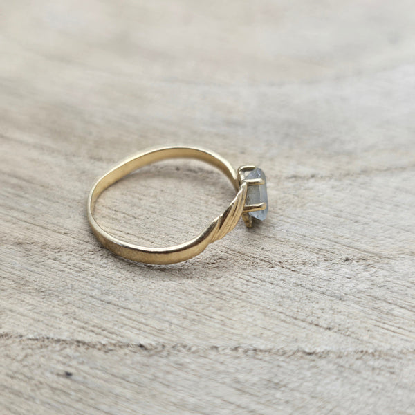 Bague Solitaire en Or Jaune 18 Carats avec Oxyde de Zirconium - T 53