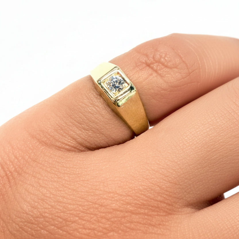 Bague Chevalière en Or jaune 18K - 3.67G - Taille 47
