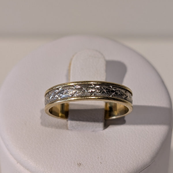 Bagues Alliance Or Jaune et Gris 18K Motif Étoiles