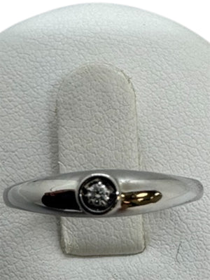 Bague Solitaire Or Blanc 18K avec Pierre Incolore