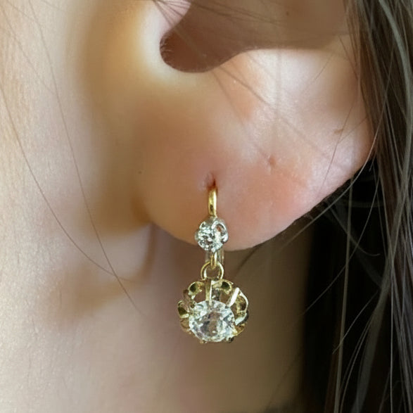 Boucles d'oreilles Or blanc 18K zirconium - 2.94gr