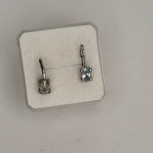 Boucles d'oreilles dormeuses en or blanc 18K - Aigue-marine