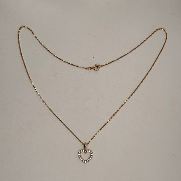 Collier Princesse en Or Jaune 18K avec Pendentif Cœur