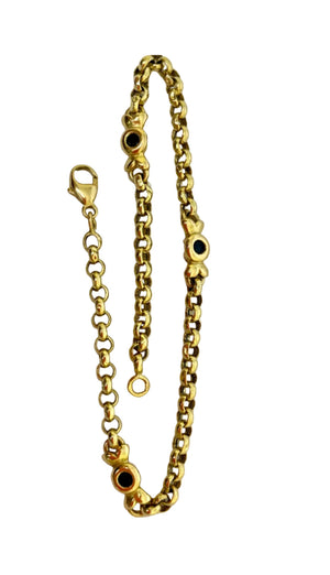 Bracelet Maillon en Or Jaune et Saphir 18 K - 4 Grs