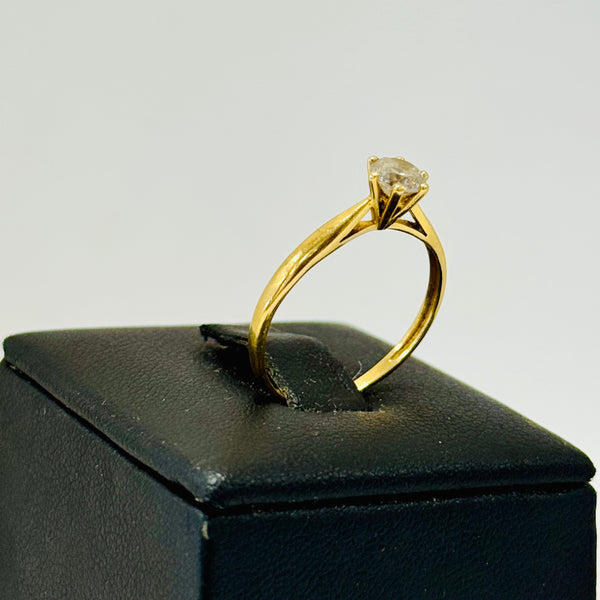Solitaire Or Jaune 18 carats avec Oxyde de Zirconium - T 56