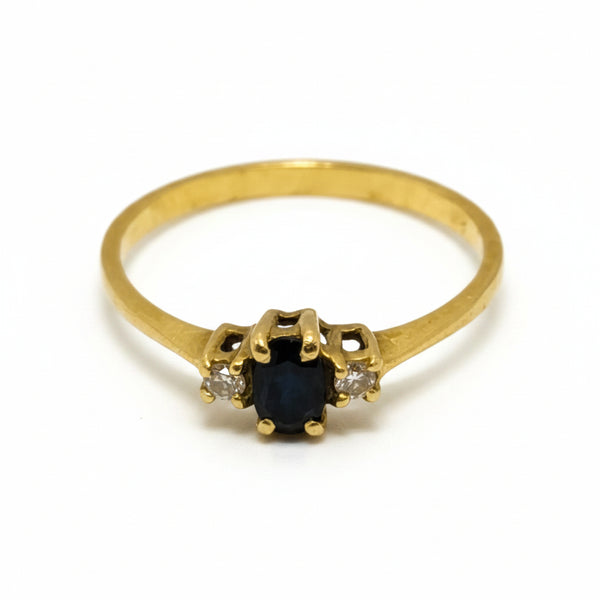 Bague Marguerite de Diamants et Topaze en Or Jaune 18K - 1.43Grs - T53