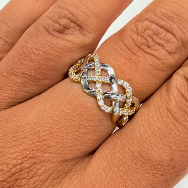 Bague Tressée en Or Jaune 18K - 3.32g - Taille 54