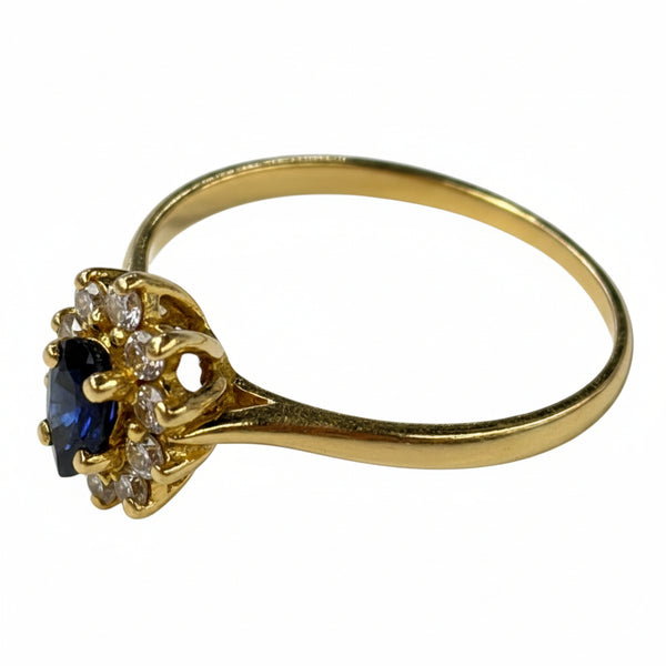 Bague Marguerite Or Jaune 750/1000 avec Saphir